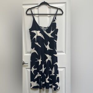 Kismet Navy and White Bird-Print Spaghetti Strap Mini Dress